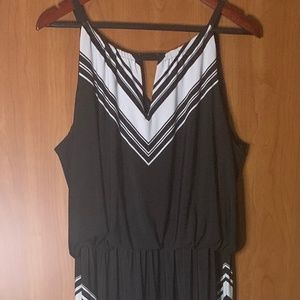 Maurices Black and White Chevron Print Maxi Dress ~ Size XL